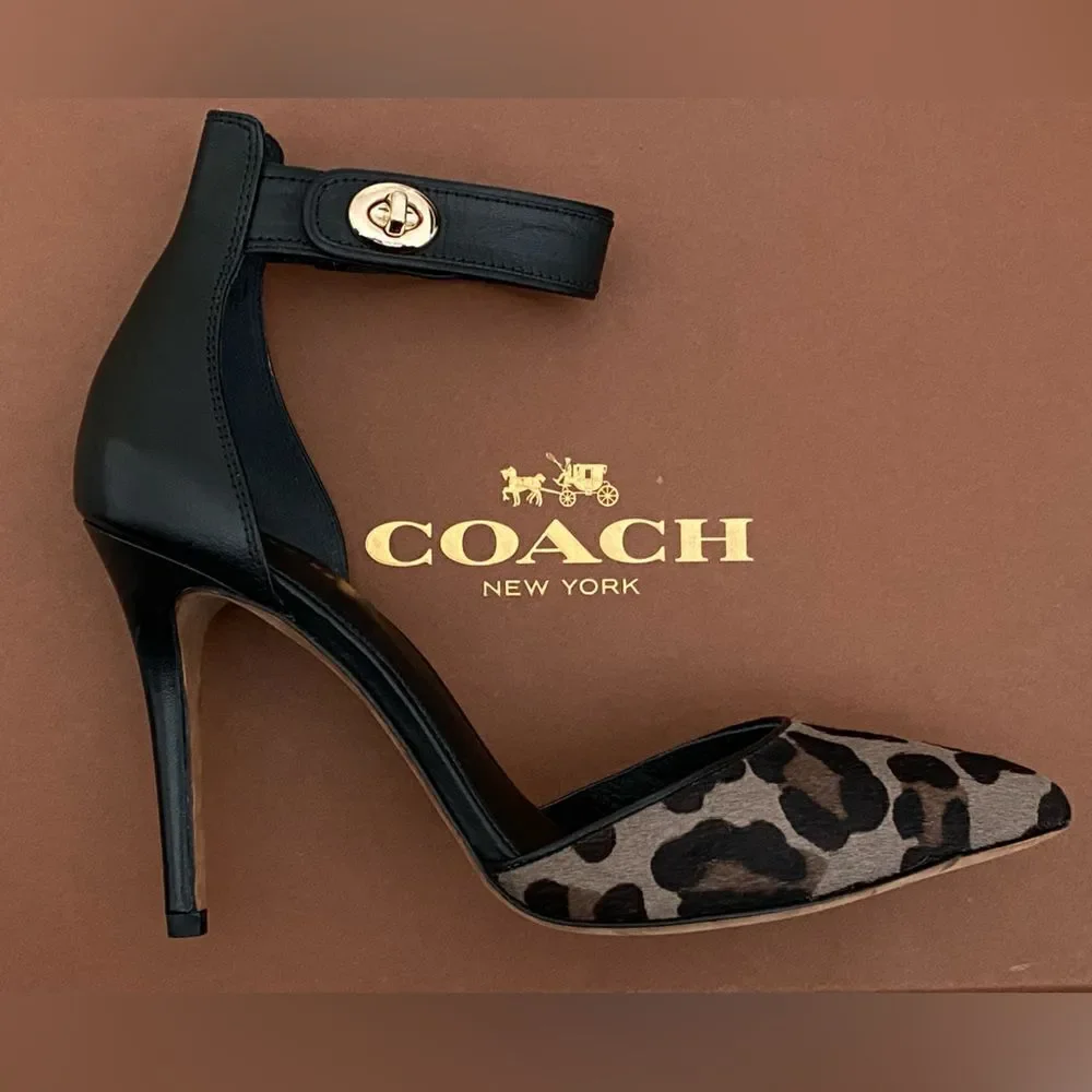 New Coach Houston Ocelot Calf Hair Calfskin Heels